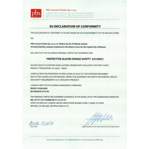 Guanti da lavoro con impugnatura in pelle di capra e dorso in PL Donau Safety conf. 12 pz Tg. 10/XL